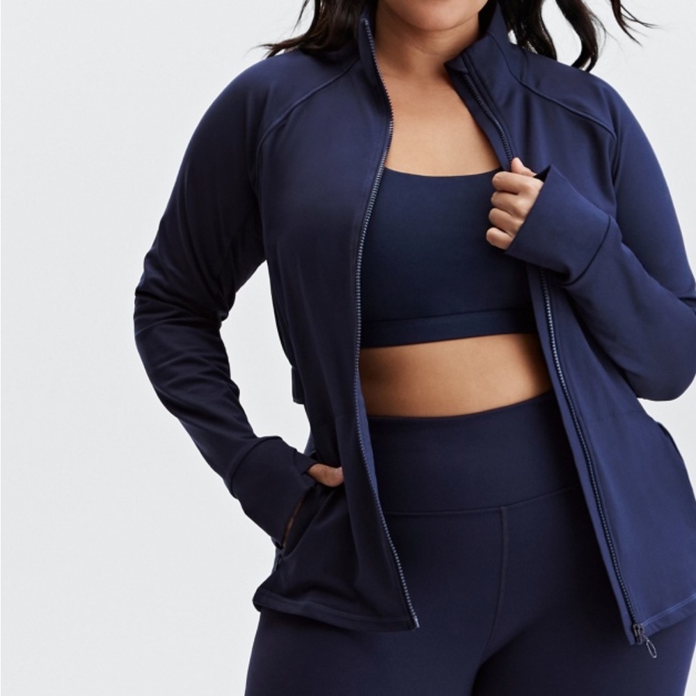 Fabletics Navy Trinity Performance Track Jacket